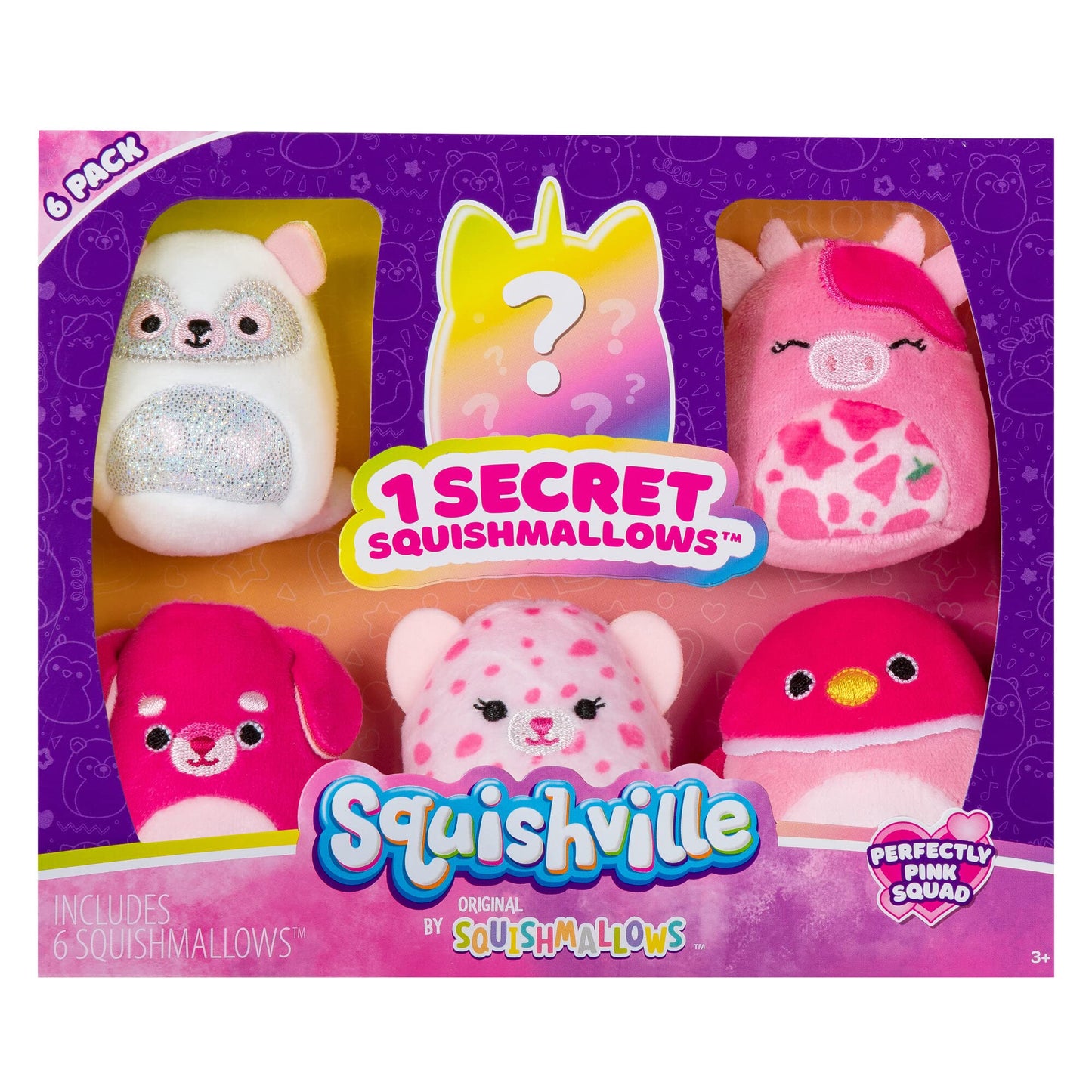 Squishville By Original Squishmallows Perfectly Pink Squad Plush - Six 2-Inch Squishmallows Plush Including Catrine, Della, Lorie, Kaitlyn, Calynda, And 1 Surprise - Toys For Kids