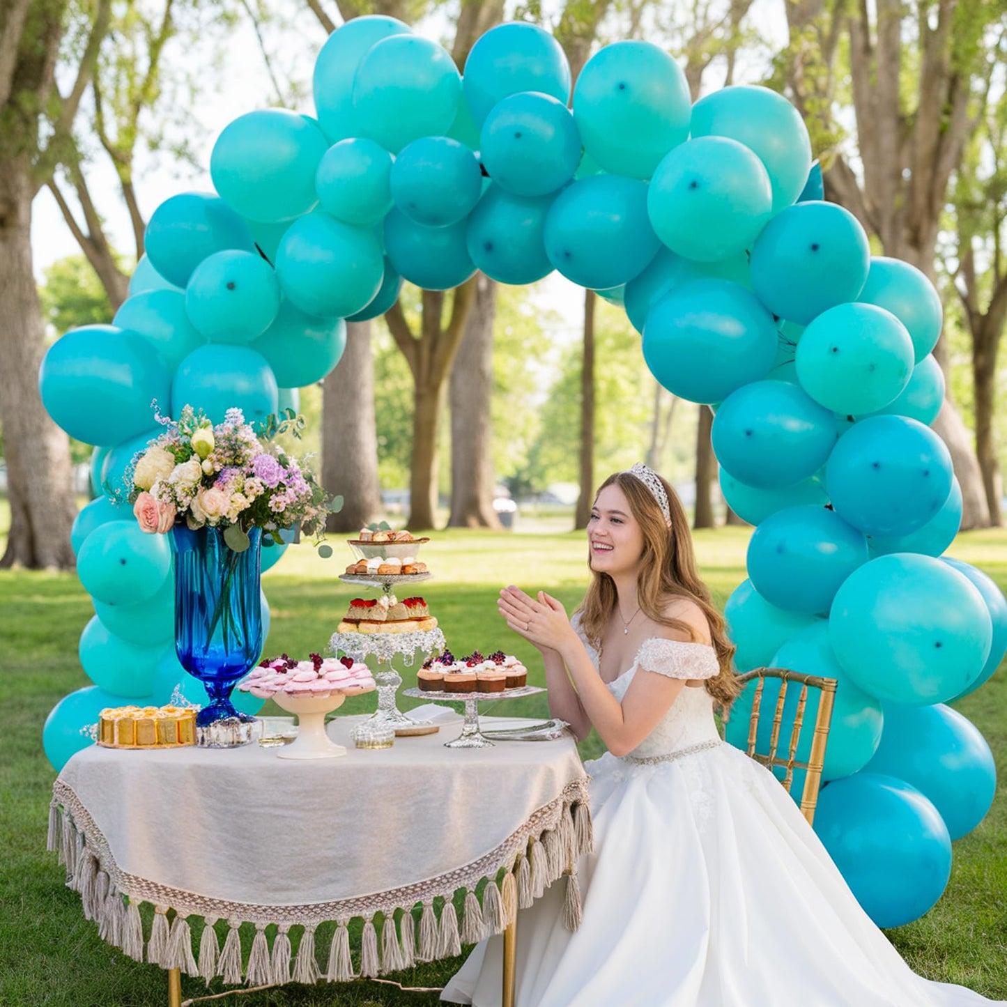 Jobkoo Teal Balloons 12 Inch Teal Blue Balloon 50 Pack Turquoise Latex Balloons Round Aqua Green Party Helium Balloons For Arch