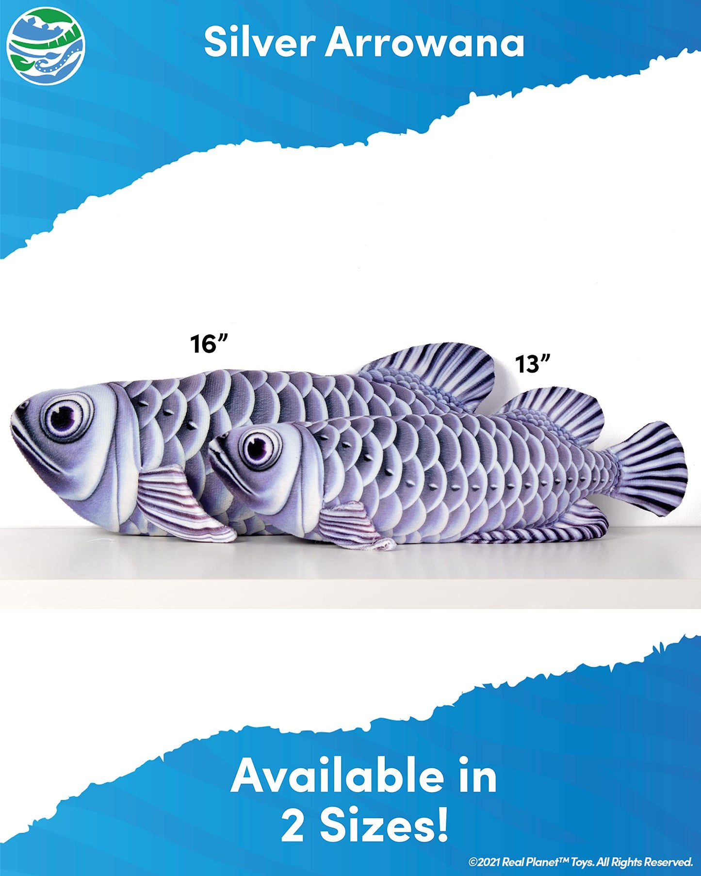 Real Planet Sea Life Plush - Arowana Realistic Soft Plush Stuffed Fish, Sealife Tropical Fish Animal Plush For Boys & Girls, (Arowana, 13') (13' Long)