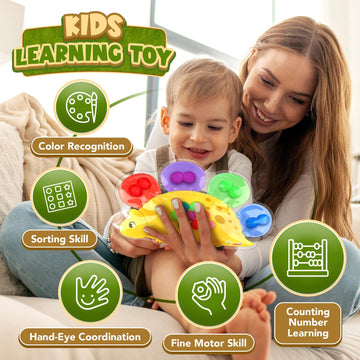 Color Sorting Toys Sensory Toys : Dinosaur Fine Motor Skill Game For Toddlers Quiet Fidget Toys, Preschool Learning Activities Calm Down Travel Toys Montessori Stocking Stuffer For Kids Ages 3 4 5