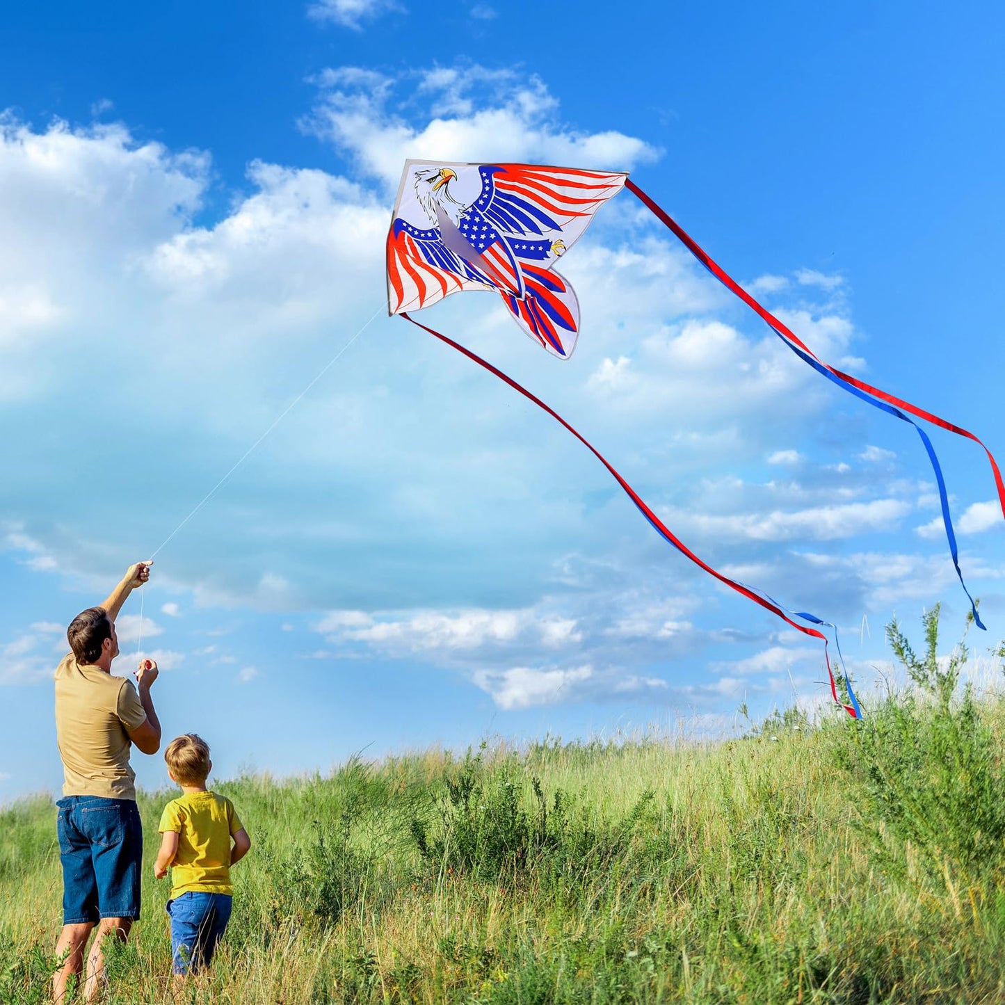Xida Patriotic Eagle Kites For Kids & Adults, Bald Eagle Kite For Kids Ages 8-12, Easy To Fly Beginner Kite, Ideal For Independe