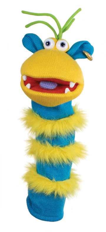 The Puppet Company - Knitted Puppet - Ringo, Sky Blue/Yellow