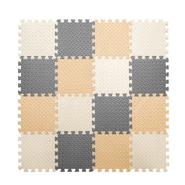 Tamiplay Foam Floor Mats For Kids, 12 X 12 Inch 16 Tiles 0.4' Thickness Foam Play Mat, Non-Toxic Square Interlocking Floor Mats Rubber Baby Play Mat For Toddlers(White/Beige/Gray)