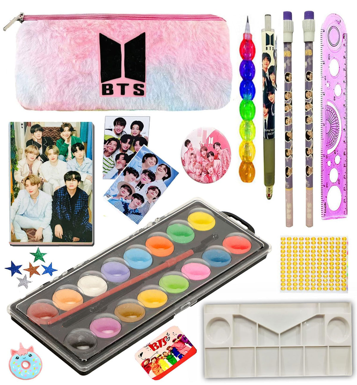 Neel School Stationery Set, School Supply Set For Kids Bts Theme Pencil Case With All Stationery, Party Favor Stationery Gifts, 