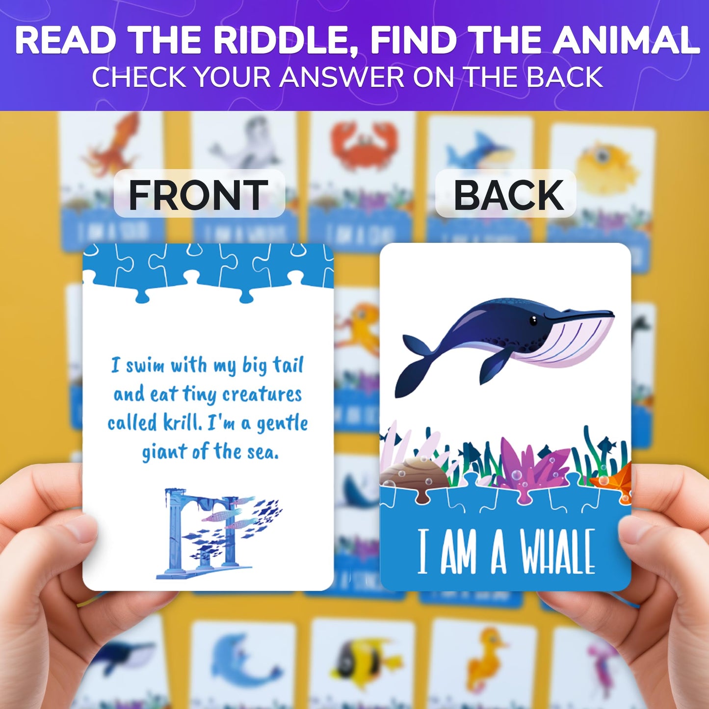 Quokka Search And Find Puzzles For Kids Ages 4-6 - Riddle Kids Puzzles 6-8 Years Old - 70 Unique Pcs | 20 Illustrated Guessing Cards | Engaging Children Themes - Ocean Puzzle Gift For Toddlers 3-5
