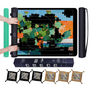 Pohxev Jigsaw Puzzle Mat Roll Up, Saver Pad 53    x 35    Non-Slip Rubber Bottom & Smooth Top Portable Keeper Up to 3000 Pieces 