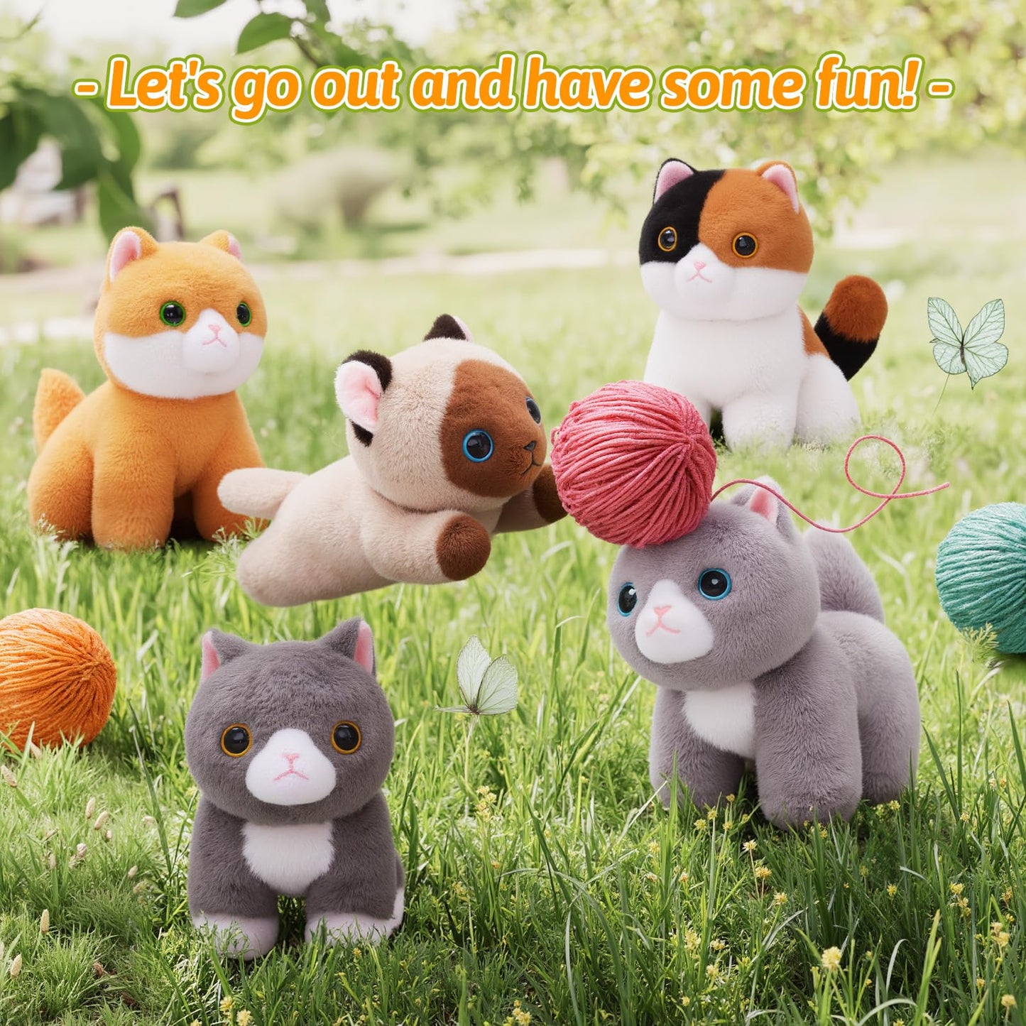 Ouozzz Cat Stuffed Animal House – Plush Kitten Toy Set With 4 Soft Cats – Interactive & Travel-Friendly Playset For Toddlers & Kids – Huggable, Portable Birthday Gift For Baby Infant