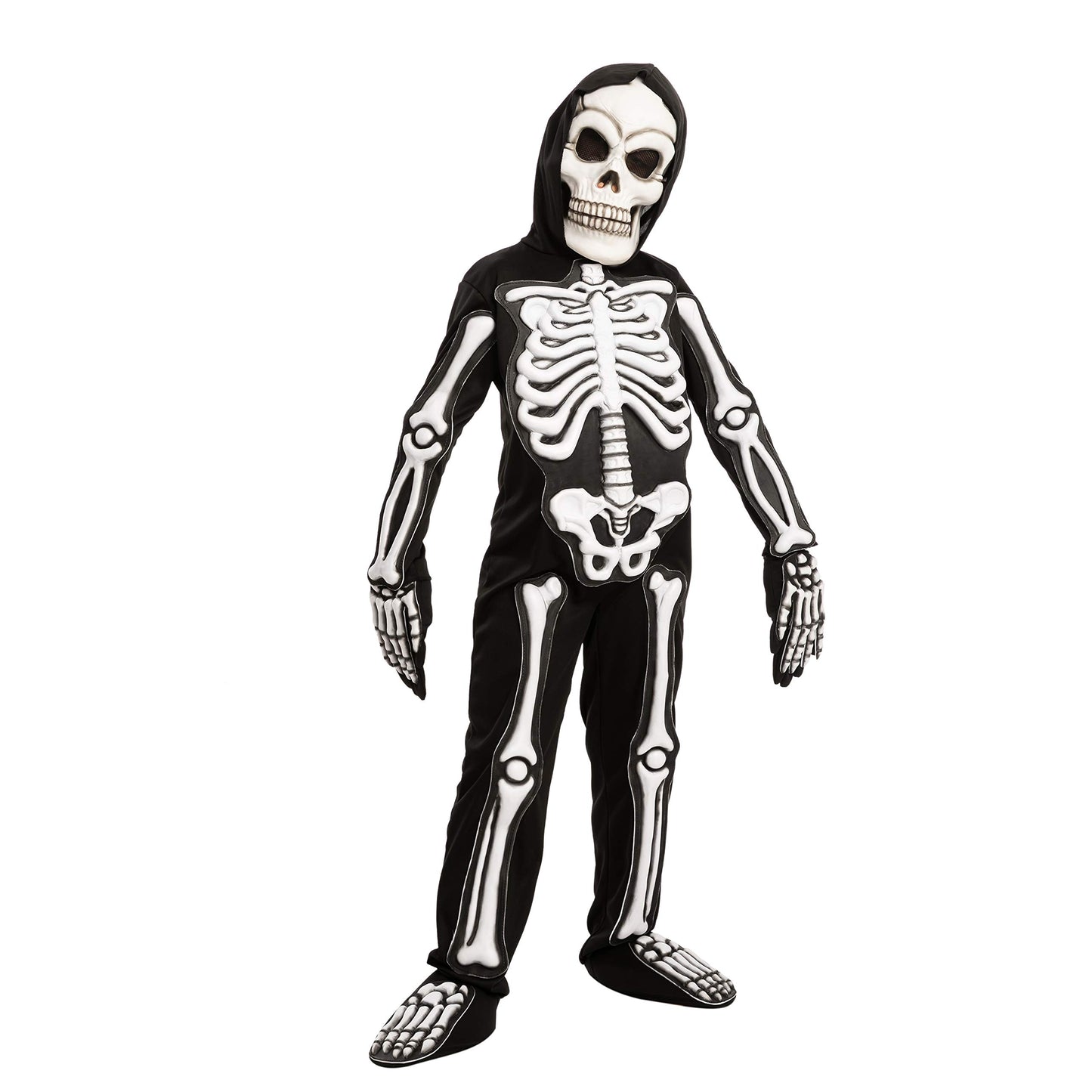 Spooktacular Creations Halloween Fierce 3D Skeleton Costume Set For Kids Halloween Dress Up, Role-Play, Carnival Cosplay -S(5-7Yr)
