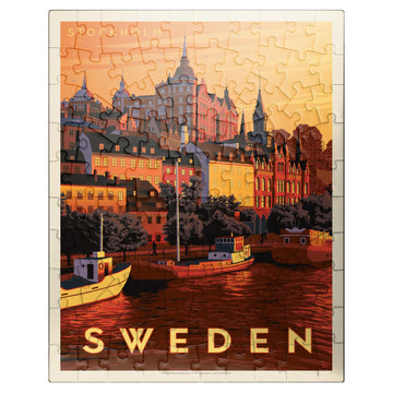 MyPuzzle Sweden: Stockholm  Vintage Poster - enhanced 100 Piece Jigsaw Puzzle for mature-themeds