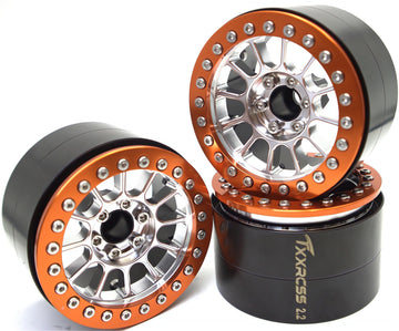 Txxrcss 200G Super Heavy Duty Rc 2.2 Beadlock Wheels 1/10 Crawler Upgrade Rc Wheel 4Pcs Rims Hub For Axial Scx10 Trx4M (Silver O