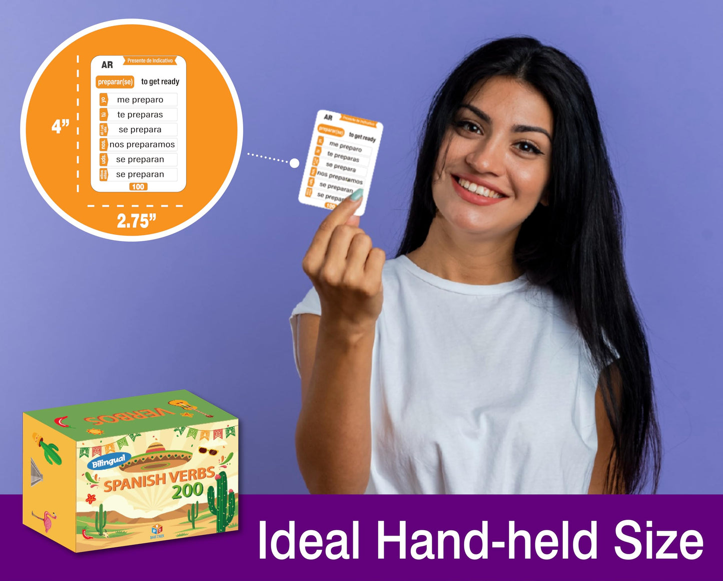 200 Spanish English Bilingual Verbs Verbos Conjugation Presente Indicativo Skill Drill Educational Flash Cards Learning Resource