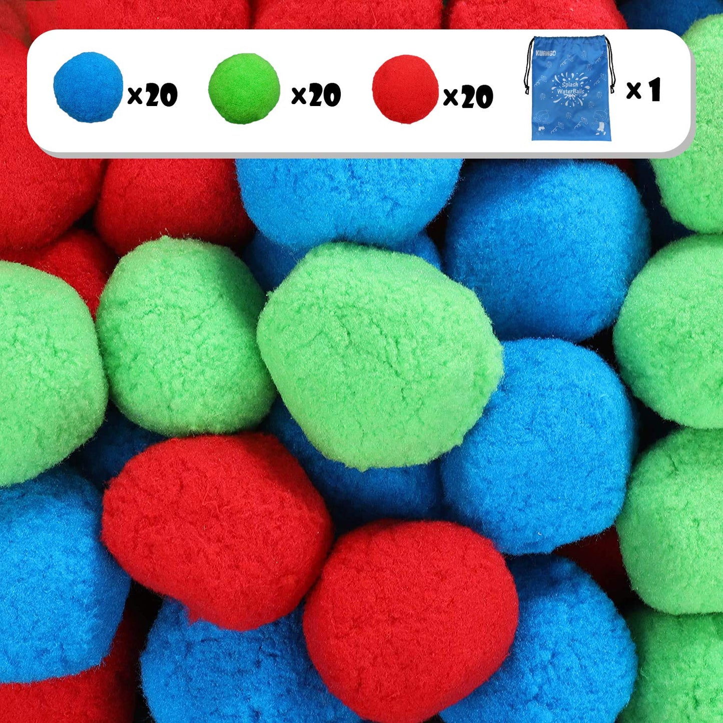 60 Reusable Cotton Water Balls Outdoor Toys For Kids 4-8 8-12, Summer Splash Water Balloons For Teens And Adults Ourdoor Trampoline Accessories Water Toys