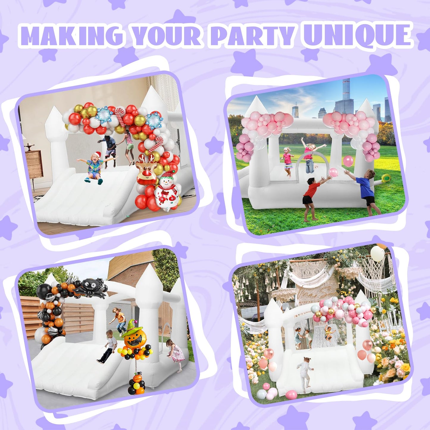Aksport Inflatable Bounce House,White Castle Bounce House For Kids 3-6 Indoor & Outdoor Inflatable Bouncer House With Slide & Ai