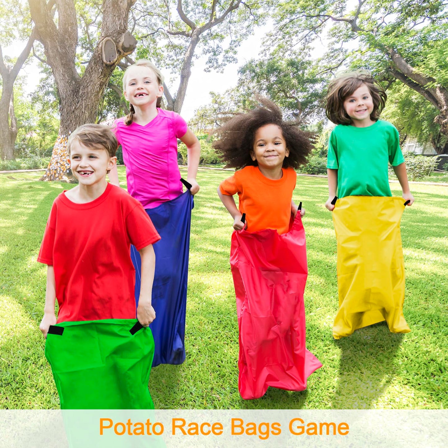 Titgipe Potato Sack Race Bags - 32Pcs Outdoor Games Sack Race Bags For Adults And Kids,3 Legged Race Bands,Egg Spoon Relay Race,