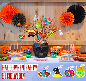 Sunpround 40 Pcs Halloween Pop Keychain Fidget Toys Pack, Halloween Party Favors Supplies, Mini Pop Toys Bulk, For Kids Girls An