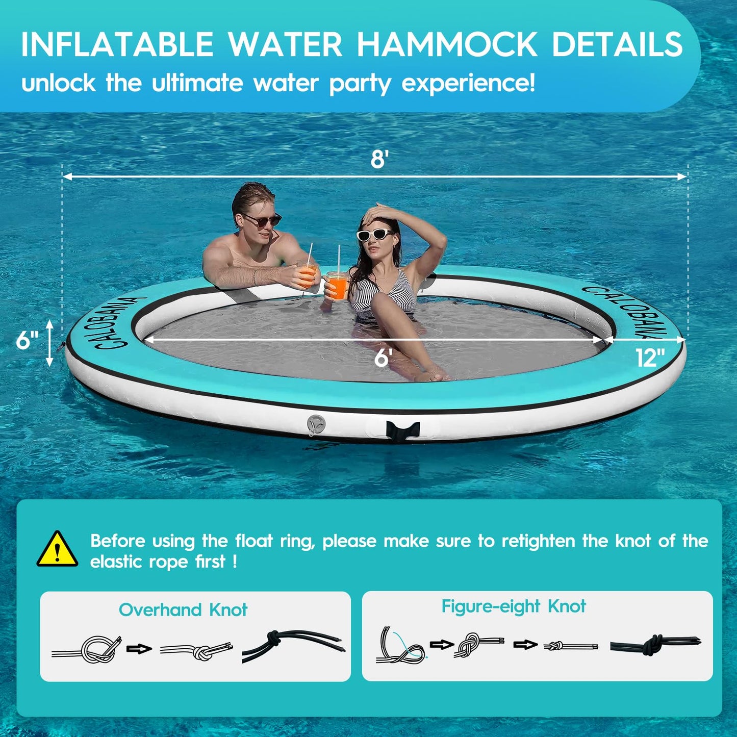 Float Ring 8Ft Inflatable Water Hammock Island With Mesh Tanning Pool Lounger Float For Adults Round Floating Mat Raft For Party