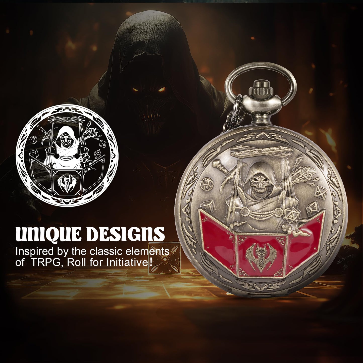 Banloga D&D Dice Set,7PCS Metal Dice Set for Dungeons and Dragons,Mini Dice Set with Pocket Watch Case,Role Playing Board Games