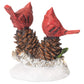 Napco Imports Cardinals on Pinecones 6 x 7 Inch Resin Stone Winter Tabletop Figurine