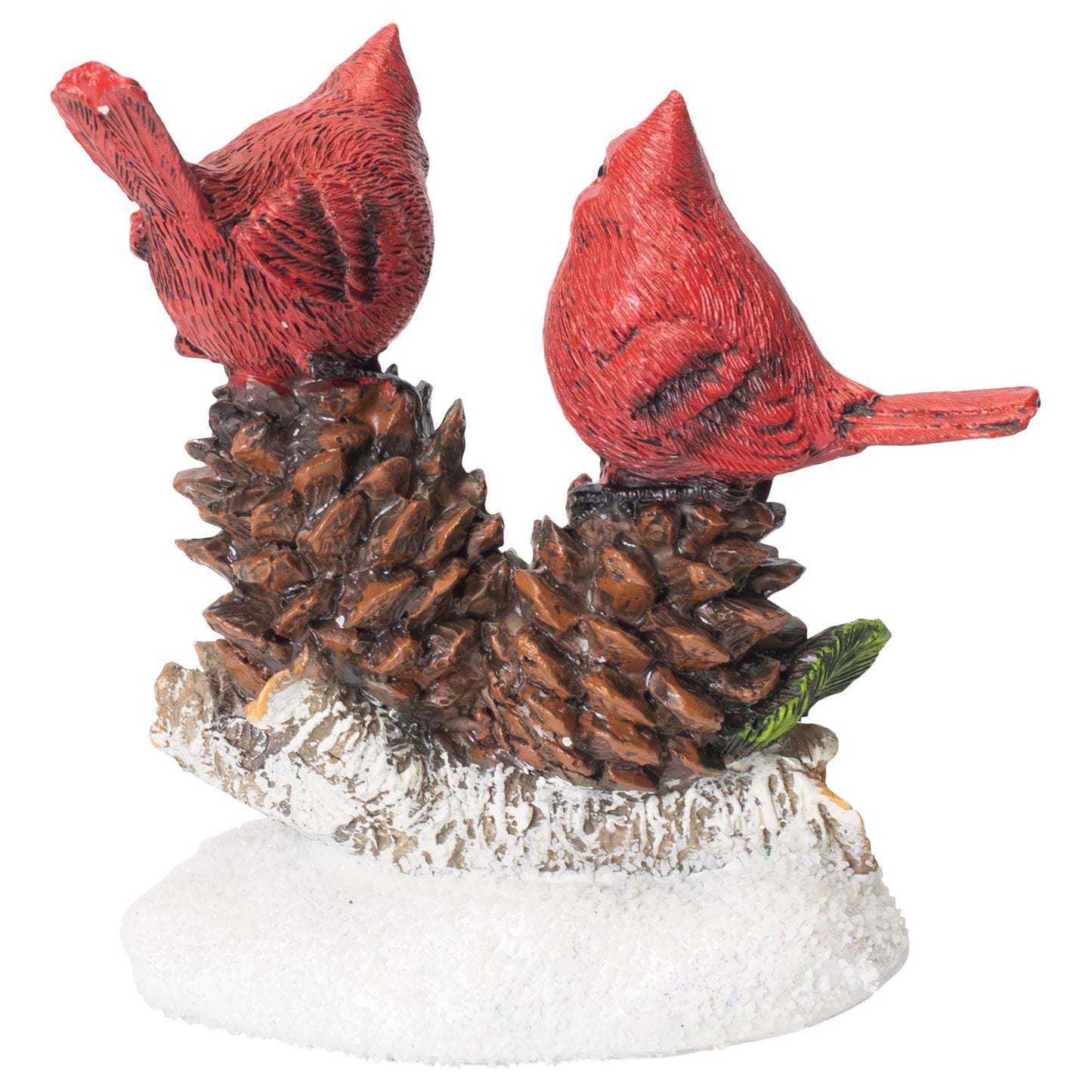 Napco Imports Cardinals on Pinecones 6 x 7 Inch Resin Stone Winter Tabletop Figurine