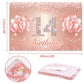 Happy 14Th Birthday Banner Backdrop - 14 Birthday Party Decorations Supplies For Girls Or Boys - Rose Gold 4 X 10Ft