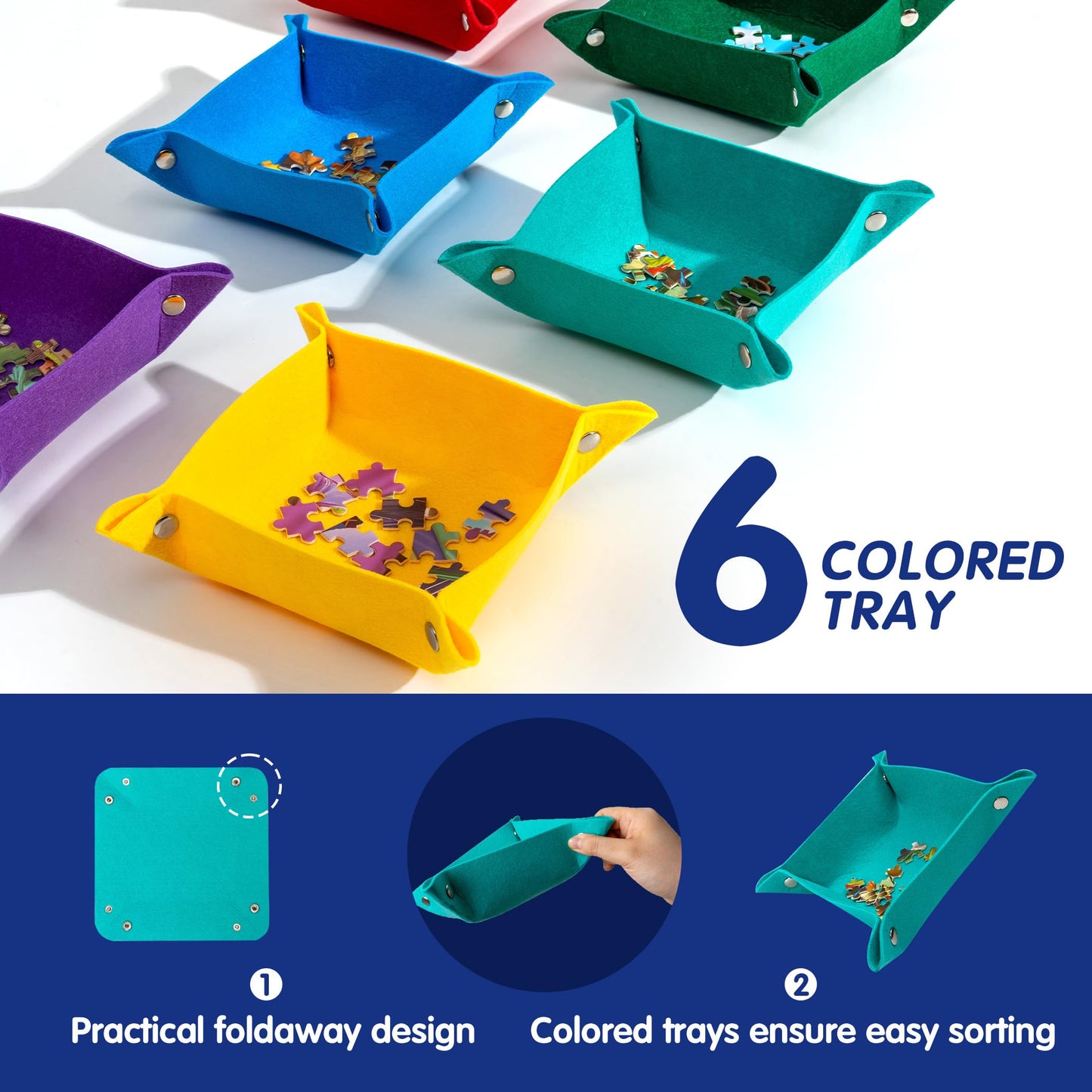Tektalk Higher-Capacity Design, Jigsaw Puzzle Roll-Up Mat In Delicate Packaging Box With Hand Pump, Storing For 2000, 1500, 1000, 500 Jigsaw Puzzle Pieces