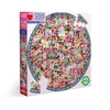 eeBoo 500 Piece Round Circle Jigsaw Puzzle for Adults & Families - Glossy Cardboard, Multi Color, Model PZFWM