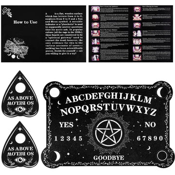 Pendulum Dowsing Divination Board Set Black Wooden Talking Board With Planchette Accessories For Teens Adults Birthday Party And Family Gatherings Games Supplies (Pentagram Style)