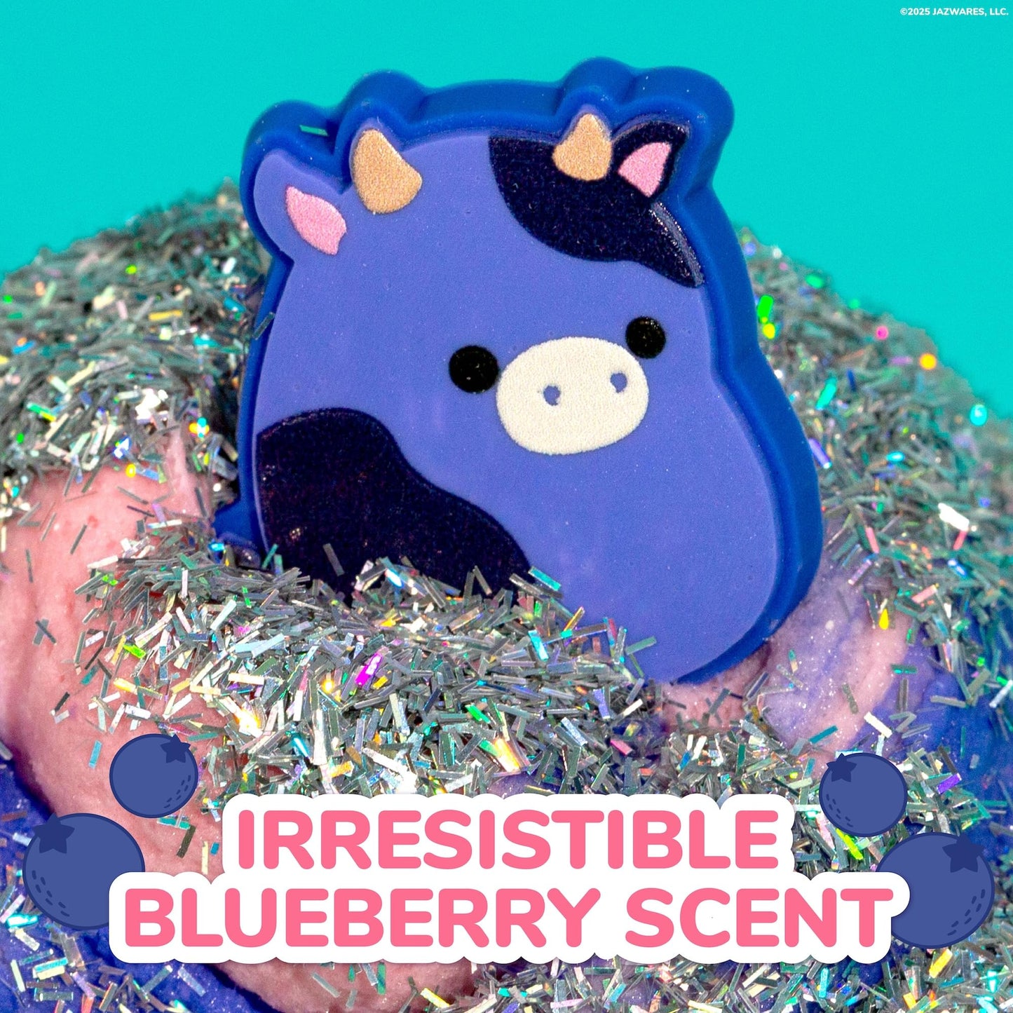 Squishmallows Ingrid The Cow Cloud Slime, 8 oz, Blueberry-Scented, Multi-Color Storage Container with Figurine Topper, Model 228940