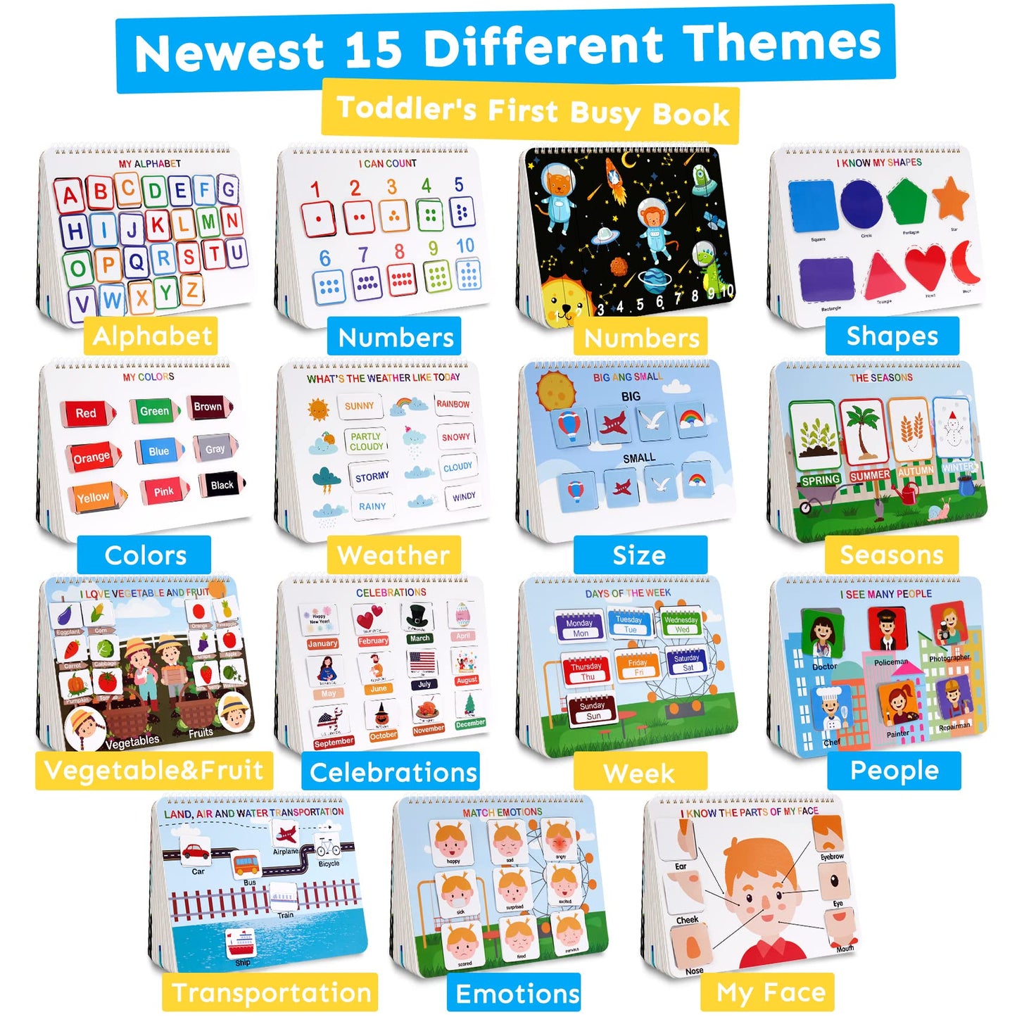 Han-Mm Busy Book For Toddlers 1-3, Preschool Learning Activities 30 Themes Kids Binder And Early Learning Toys, Montessori Toys