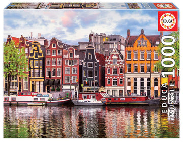 Educa - Dancing Houses, Amsterdam - 1000 Piece Jigsaw Puzzle - Puzzle Glue Included - Completed Image Measures 26.8' X 18.9' - Ages 14+ (18458)