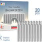 BRUBAKER Tree Candles - Pack of 20 - Silver - 3.75 x 0.5 Inches (9.5 x 1.27cm) - Pyramids & Chimes - Made in Europe