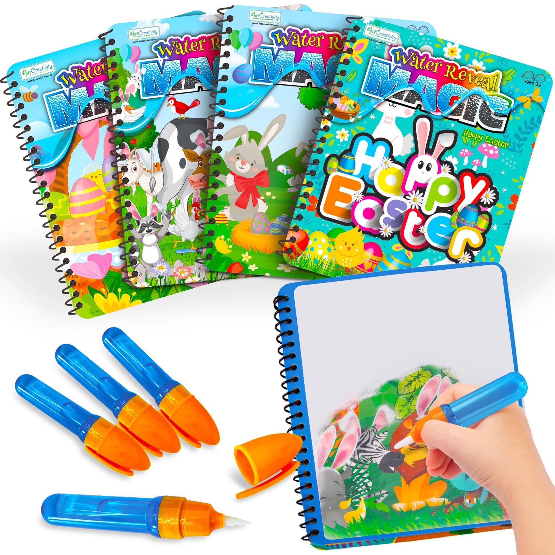 Easter Basket Stuffers for Toddlers, 4 Pack Easter Water Coloring Books for Kids, Easter Basket Essentials, Easter Activities Ki