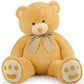 Morismos 5Ft Giant Brown Teddy Bear Stuffed Animal, Large Teddy Bear Plush Toy With Footprints And Bow, Gift For Girlfriend, Wife, Girls At Birthday Valentine'S Day, Christmas, Baby Shower Decor
