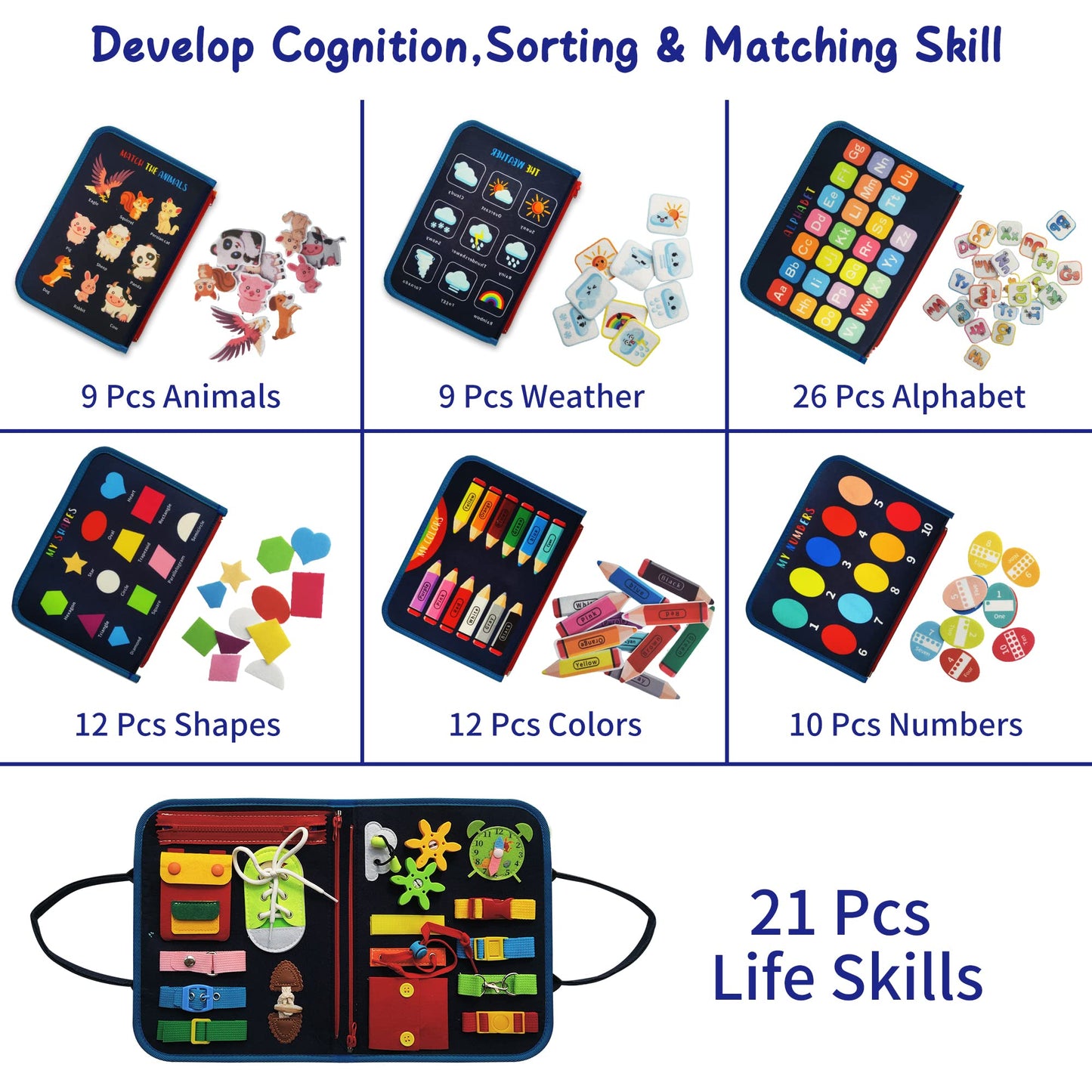 Learntoy Busy Board - Dinosaur Montessori Toys For 3 4 5 Year Old - Sensory Toys For Autistic Children - Toddler Travel Toys - Busy Book For Toddlers Activities As Boys Girls Gift