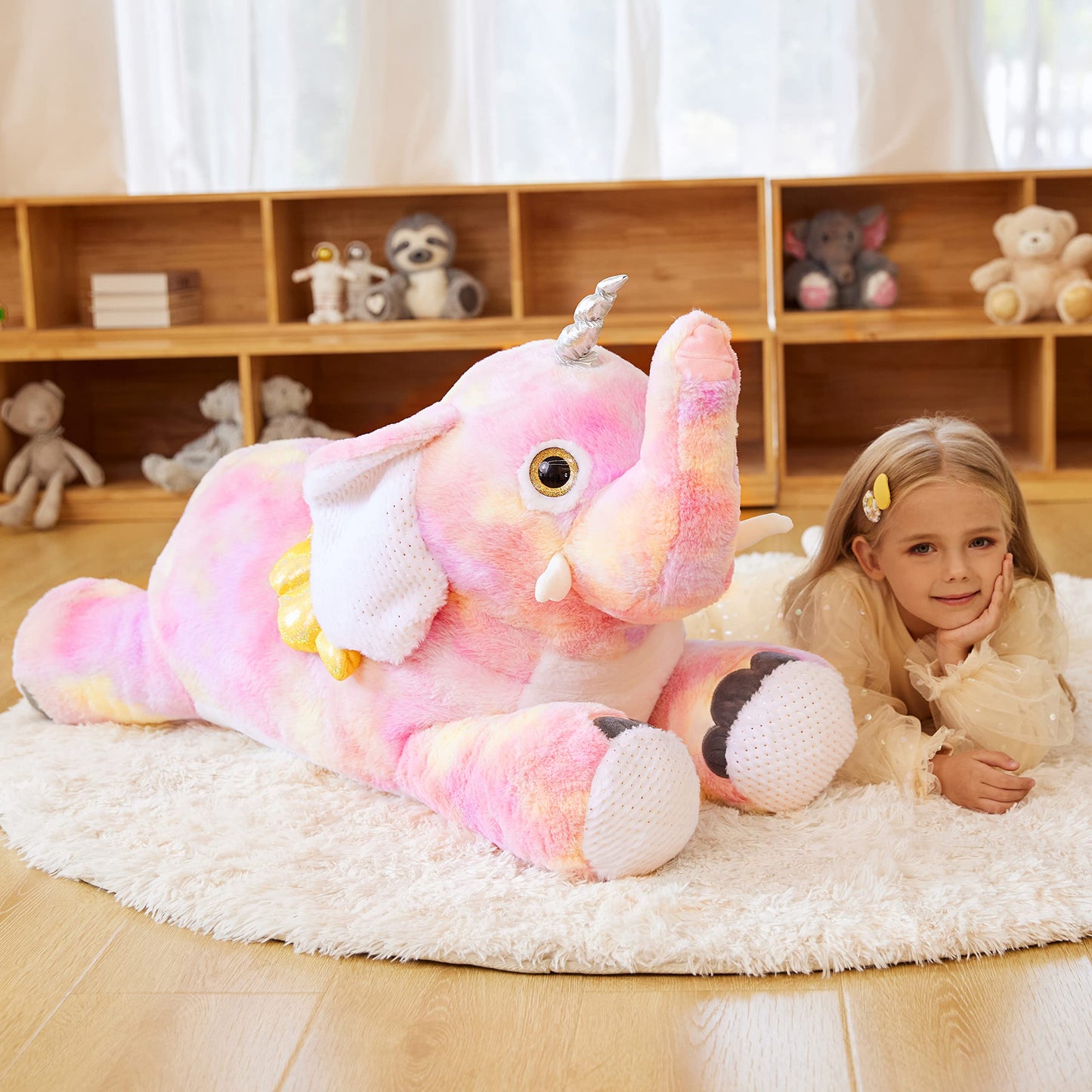Earthsound Giant Elephant Unicorn Stuffed Animal Plush Toy,Large Jumbo 30'' Big Size Soft Toys,Cute Huge Fluffy Plushy Fat Plush