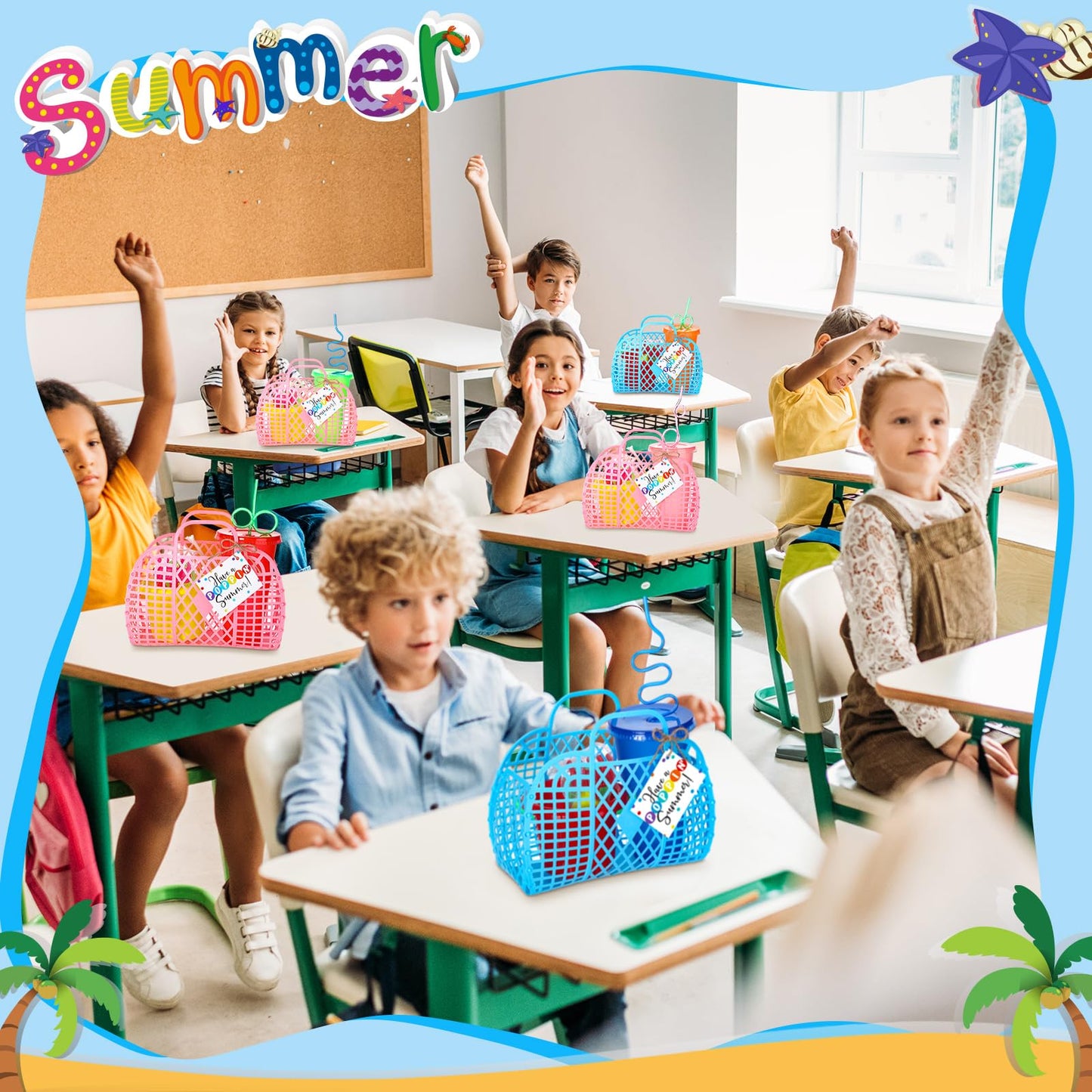 Simgoing Summer Beach Party Favors for Kids Bulk 73 Pcs Pool Gifts Include Sand Beach Buckets Baskets Cups Straws for Kindergart