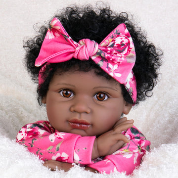 Aori Reborn Baby Girl Dolls Black - 22 Inches Lifelike Black Amercican Doll With Realistic Details, Gift For Kids 3+, Grandparen