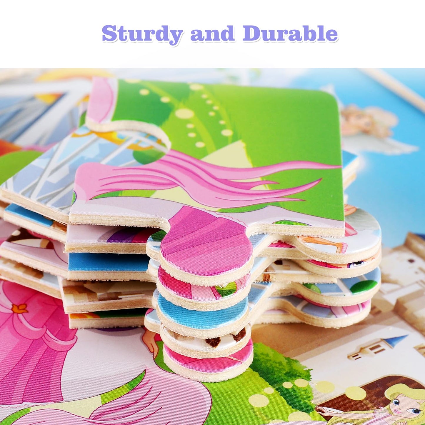 Wooden Puzzles For Toddlers 2-5 Years Old(Set Of 6), 9 Pieces Preschool Educational And Learning Animal Jigsaw Puzzle Toy Gift Set For Girls