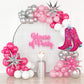 House Of Party Cowgirl Balloon Garland Kit | Hot Pink Pearl Pink Silver White Balloons With Spiky Star 18/12/10/5 Inch | Foil Ba