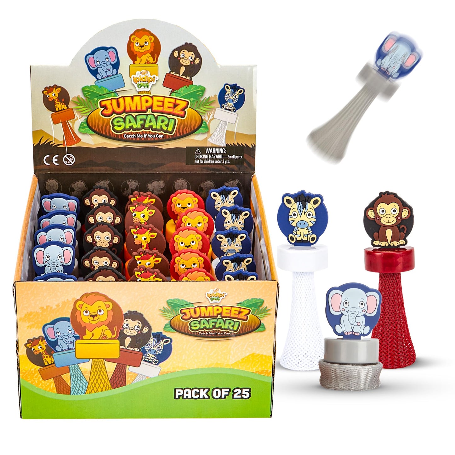 Ipidipi Toys Jumpeez Safari Rocket Poppers - Fun Jumping Bounce Poppers For Kids - Easter Egg And Basket Fillers, Classroom Game