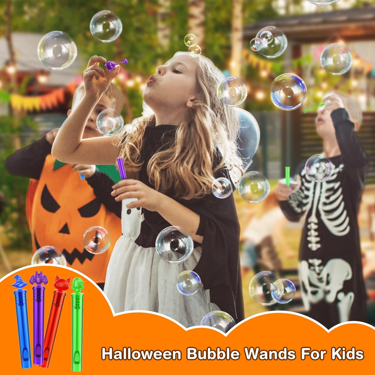 OleFun 120Pcs Halloween Bubble Wands in 8 Designs, Bulk Halloween Party Favors for Kids, Ideal Halloween Goodie Bag Stuffers, Tr