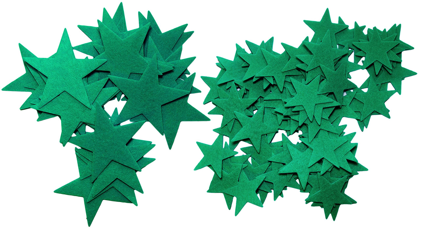 Playfully Ever After 1.5 and 3 inch Combo Size Felt Star Stickers 46pc (Green)