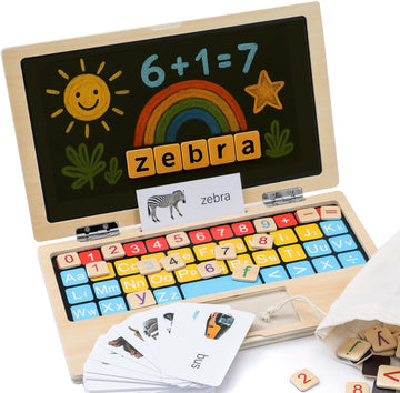 Bekilole Montessori Toys 11.8'' Laptop Preschool Learning Activities 3 Year Old Boy Gift, Pretend Play Toddlers Birthday Gift,Le