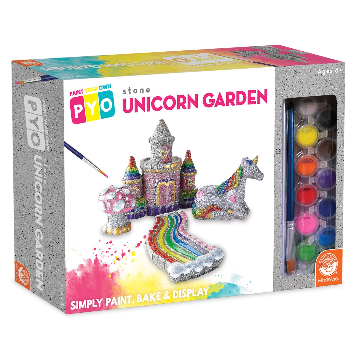 MindWare Paint Your Own Stone Unicorn Garden - Weather-Resistant Garden Rocks Paint Kit for Kids - includes Paint, Brushes and I