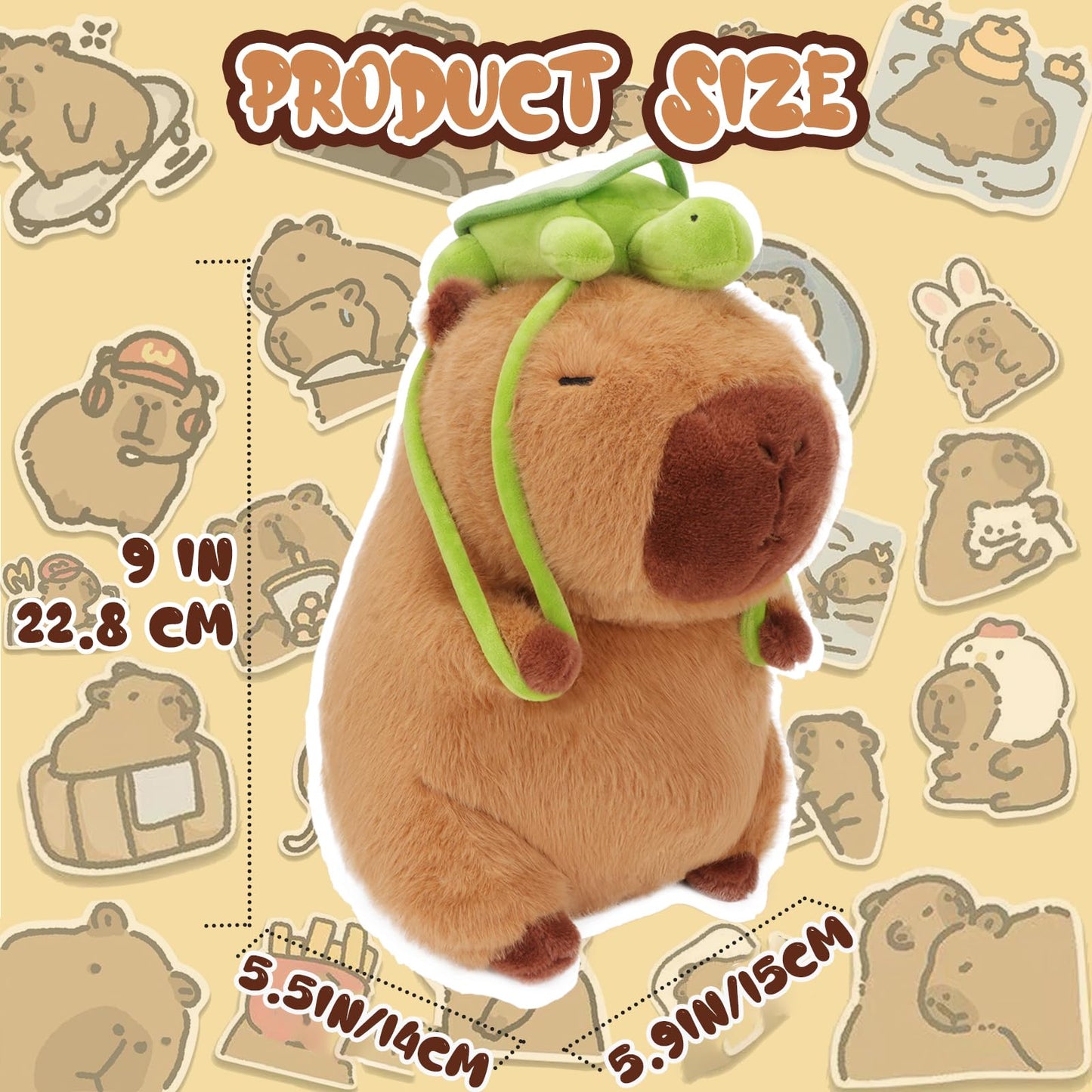 Chdblock Capybara Stuffed Animals,Capybara Plush Toys,Kawaii Rodents,Capybara Plushie Toys,Cute Capybara Stuffed Animals,Turtle