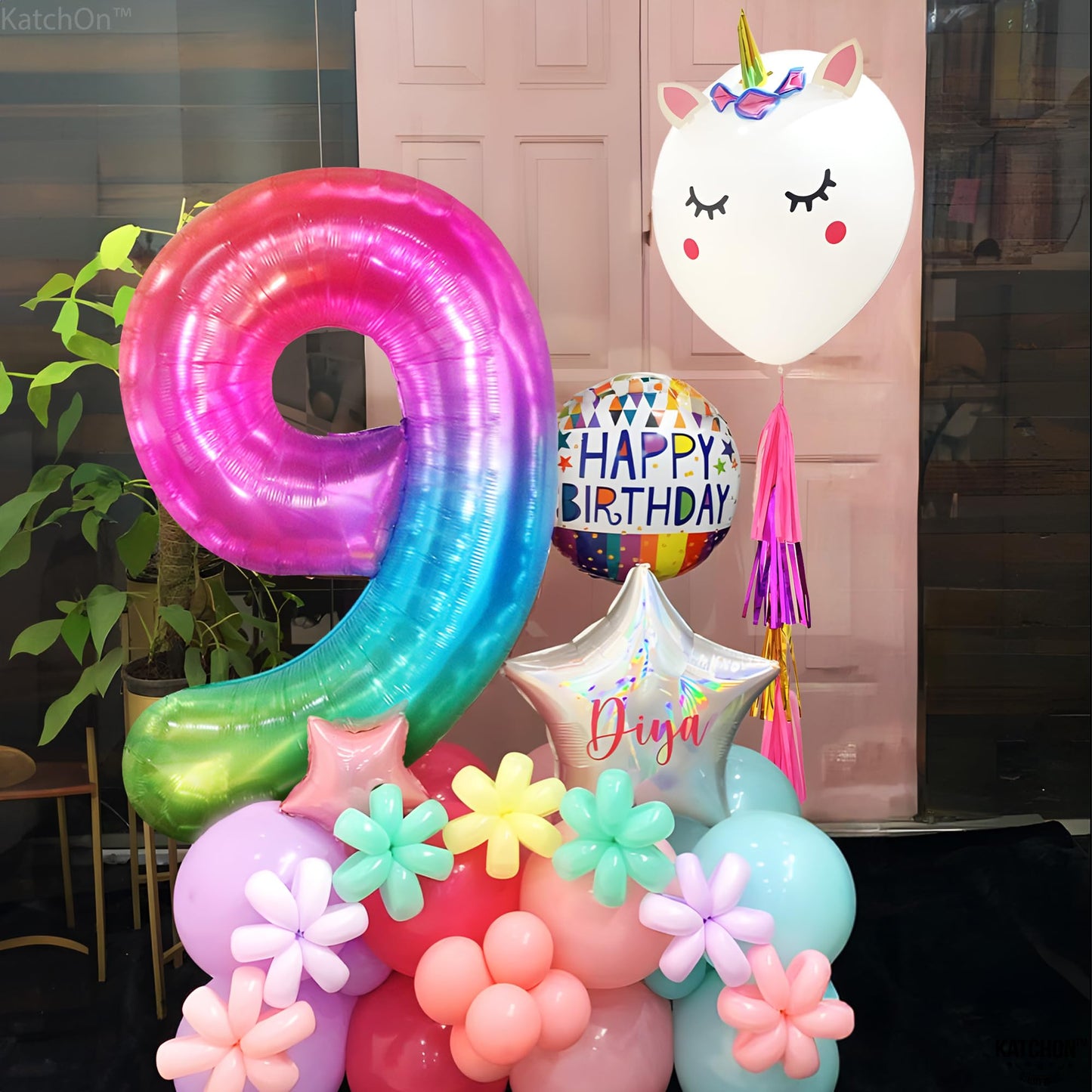 KatchOn, Rainbow Number 9 Balloon - 40 Inch | Foil 9 Birthday Balloon for 9th Birthday Decorations | Number Balloons for Anniver