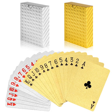 Tkocisa 2 Decks Waterproof Playing Cards Plastic Poker Cards, Foil Poker Cards Novelty Poker Cards Waterproof Deck Of Cards For