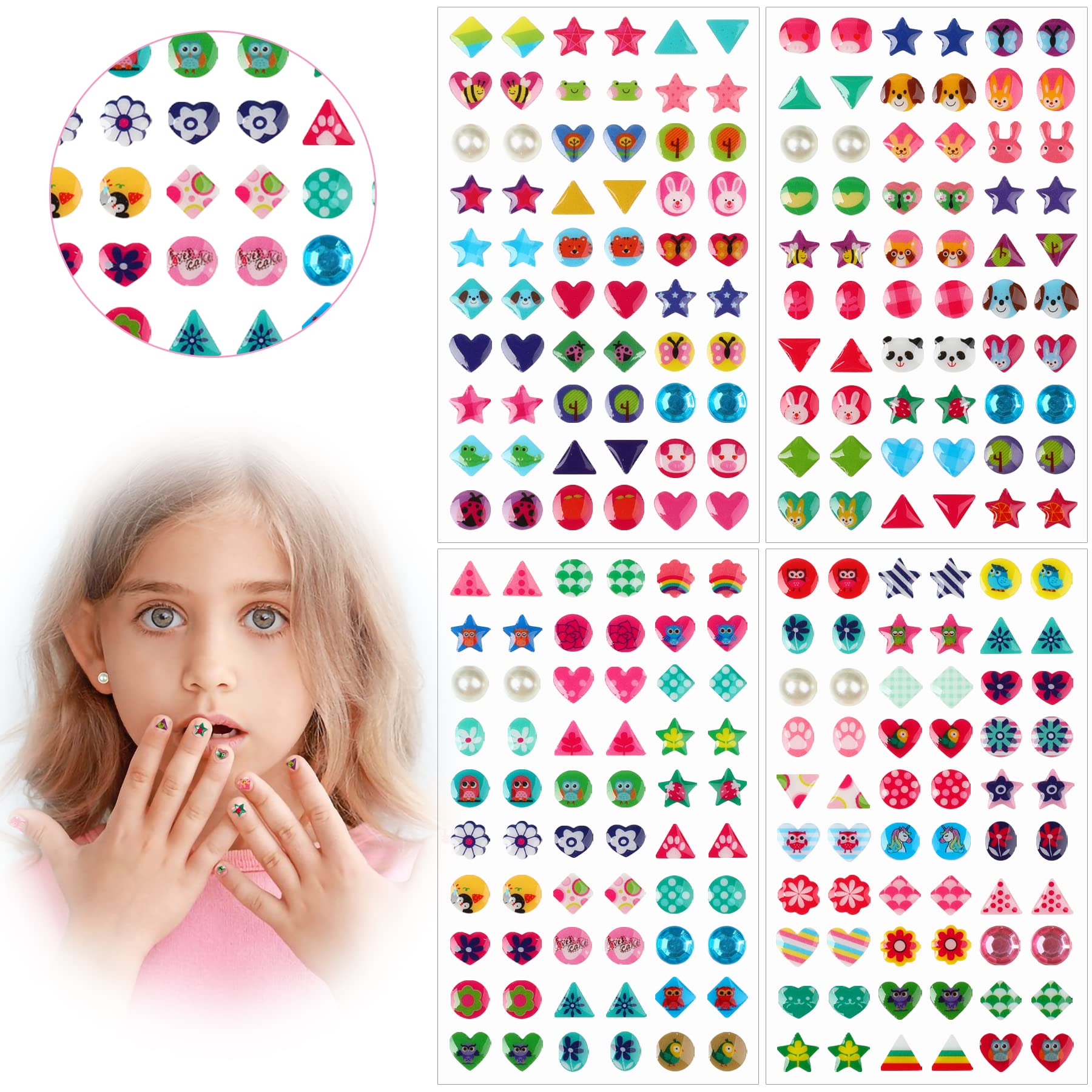 240 Piece Sticker Earrings 3D Gems Sticker Girls Sticker Earrings Self-Adhesive Glitter Craft Crystal Stickers (Style A)