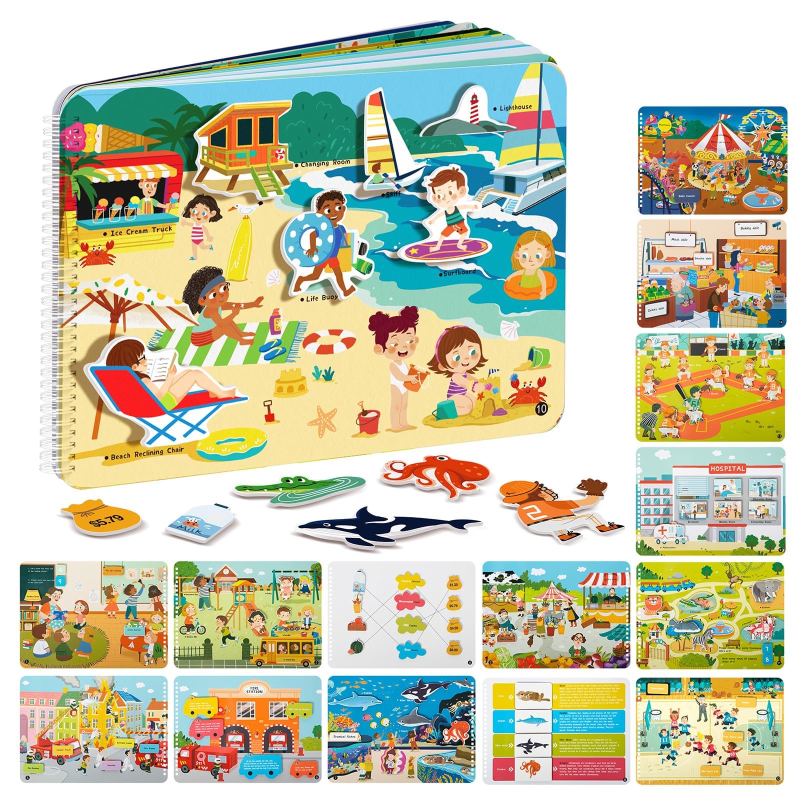 Freebear Busy Book For Toddlers, Book For Toddlers, Preshool Kindergarten Learning Activities, Autism Sensory Toys, Travel Toys, Gifts For Girls And Boys 4 5 6 7 8 Years (Fantasyland)