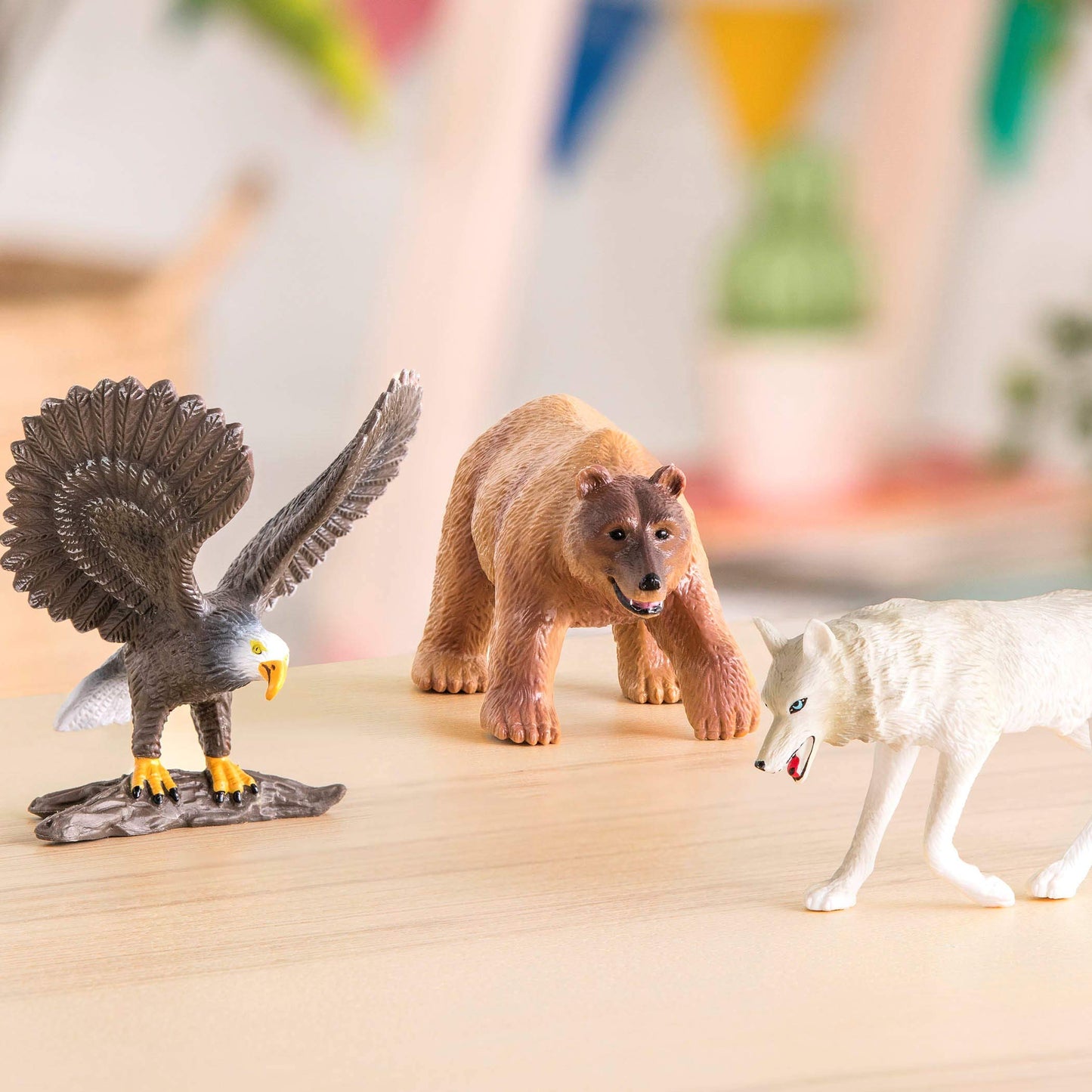 Terra By Battat - Forest Animals - Miniature Wolf & Toy Animals For Kids 3-Years-Old & Up (3 Pc), Multi